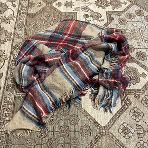 Plaid Fringe Scarf